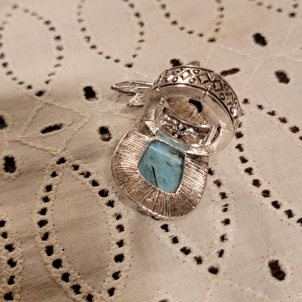 Dragonfly Faux Turquoise beaded stone Boho hippie South western ring NWT - Picture 9 of 15